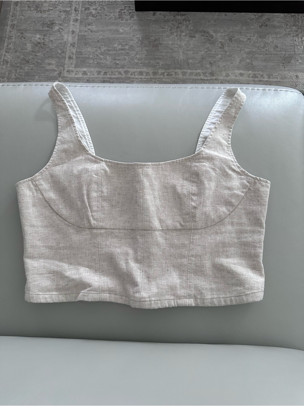 Banana Republic Natural Linen-Blend Square Neck Crop Tank